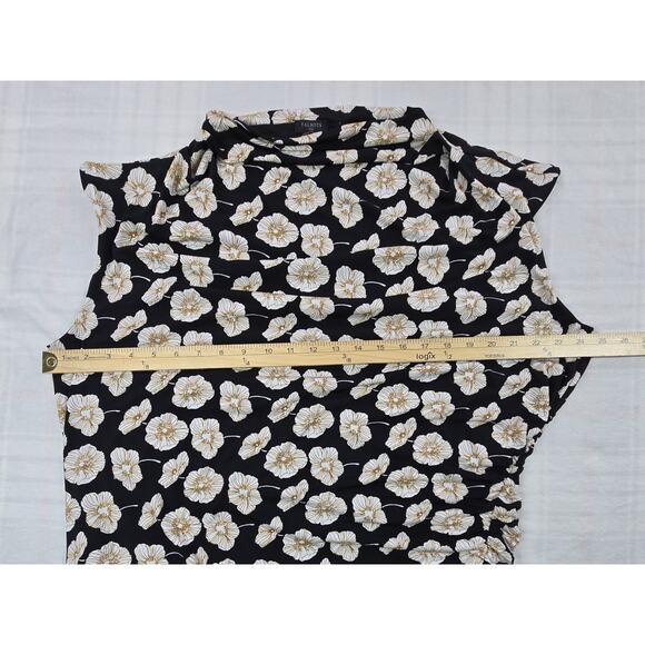 Beautiful Talbots Black and Cream Print Dress, cowl neck - Picture 9 of 12